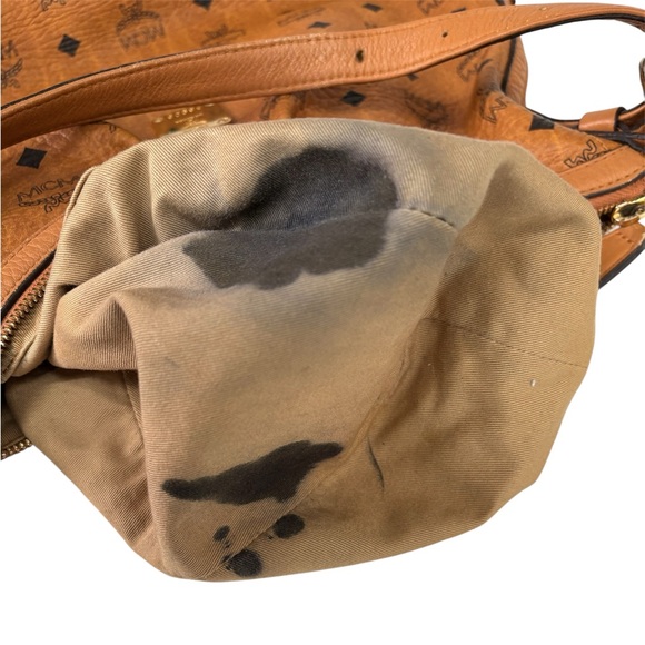 MCM Cognac Visetos Coated Canvas and Leather Hobo - Picture 12 of 14